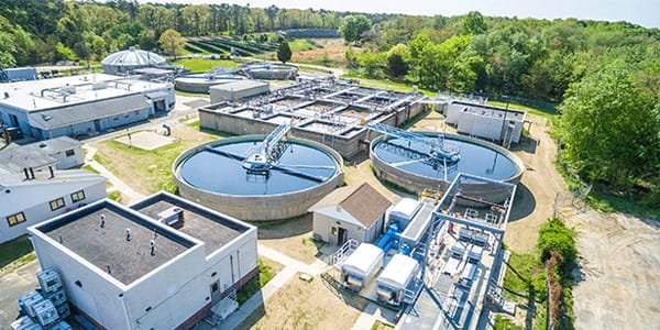 aerial view of Water Treatment plant using Chemical Dosing Metering Pumps for filtration