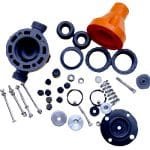 shows a disassembled view of a safety and back pressure valve disassembled view of a safety and back pressure valve